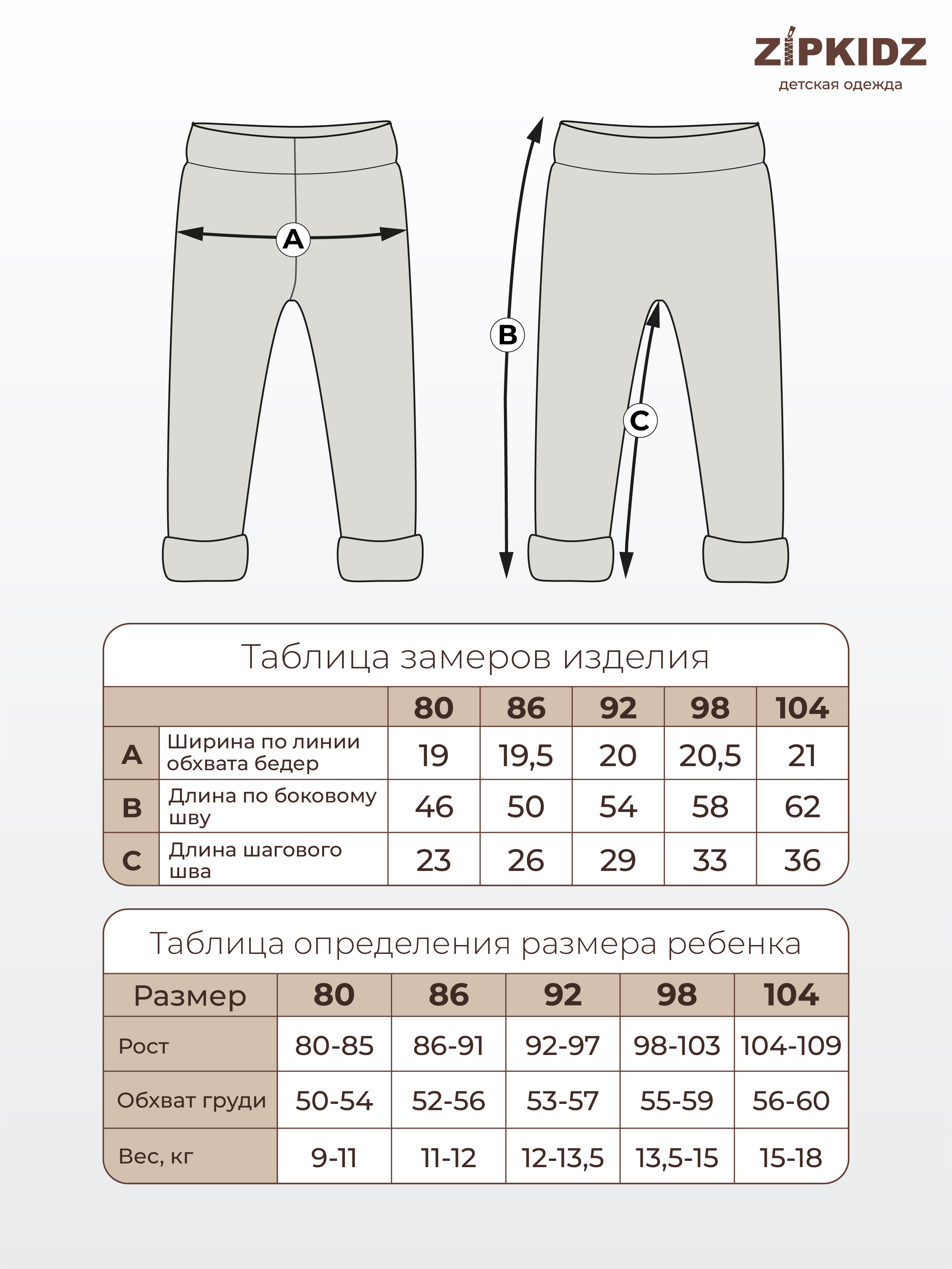 Таблица размеров